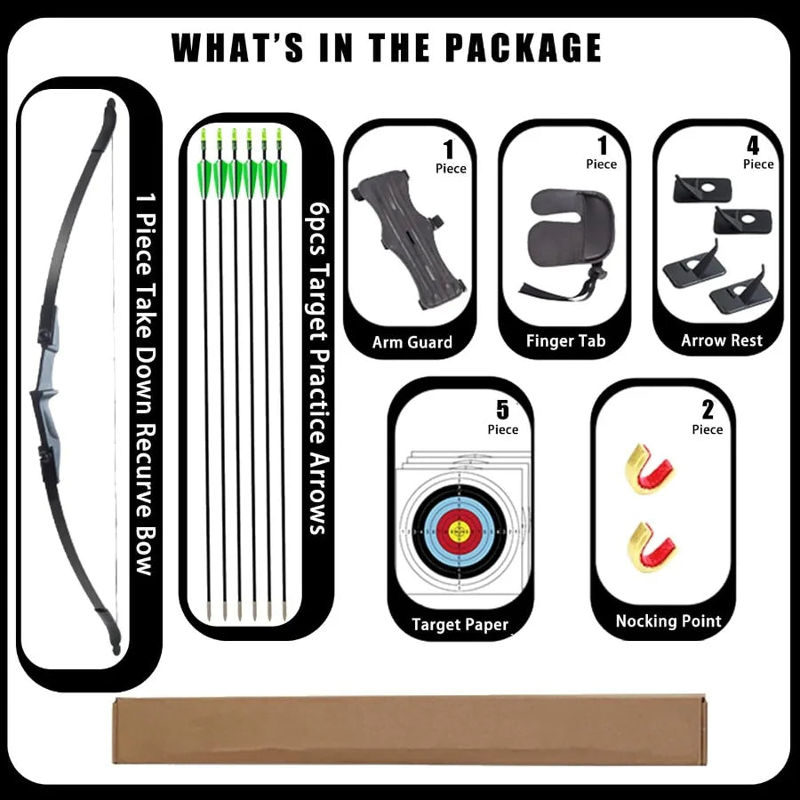 Archery Bow and Arrow Archery Set - Takedown Recurve Bow for Adults, Youth, Beginner 20lbs Left or Right Handed