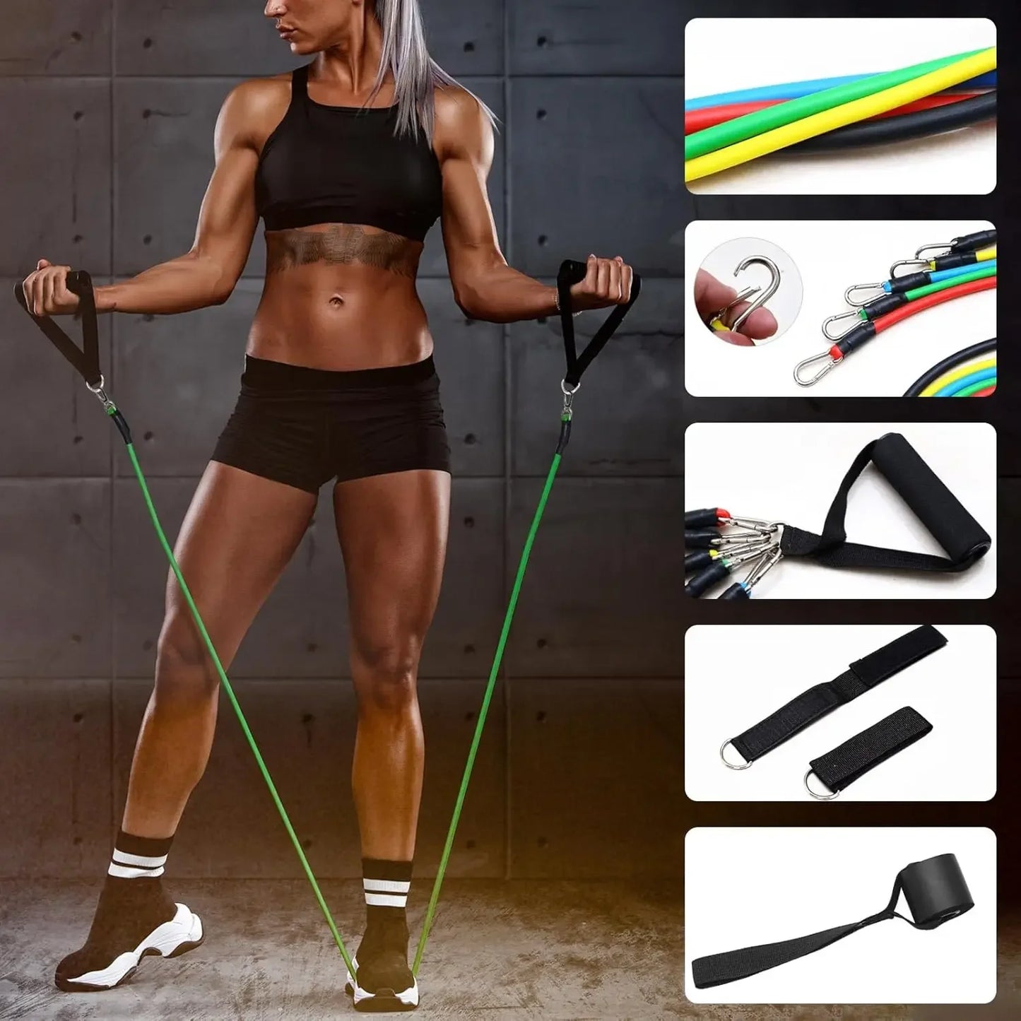 11 Pieces/Set Crossfit Latex Resistance Band Training Exercise Tube Yoga Rope Pull Elastic Rubber Expander  Belt