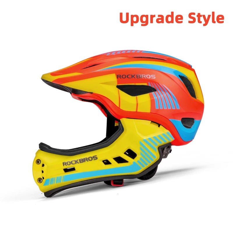 ROCKBROS Child Cycling Helmet Impact Resistant Cross Helmet Detachable Full Face Helmet Safety Protection