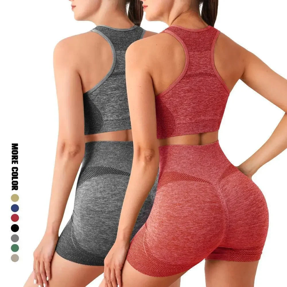 Yoga Set Gym Shorts Women Sport Bras Workout Tops  Seamless Yoga Sets