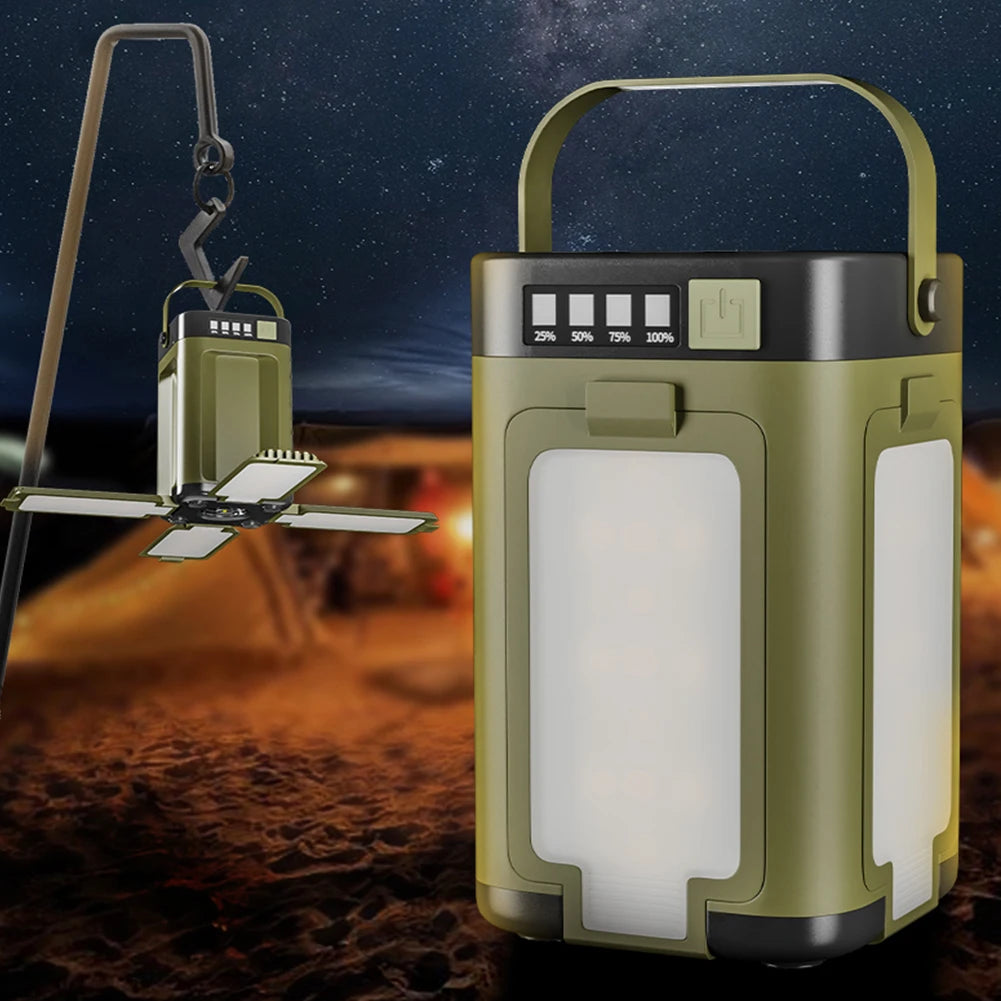Foldable Camping Light Power Bank Rechargeable Lantern Solar Flashlight for Camping Hiking Fishing