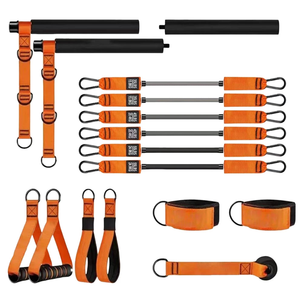 Multifunctional Pilates Bar & Resistance Bands Portable Weighted Exercise