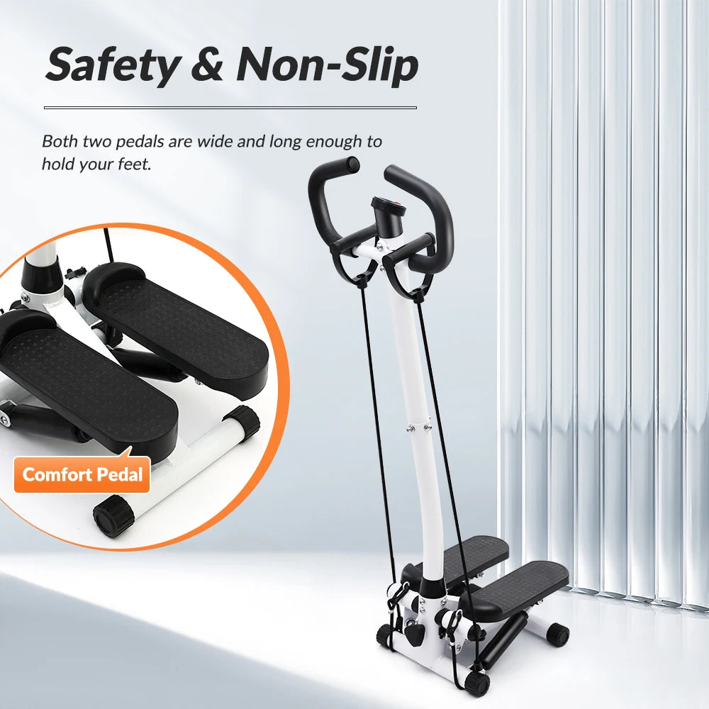 Exercise Stepper Machine For Home Fitness LCD Display Handle and Resistance Bands Climber