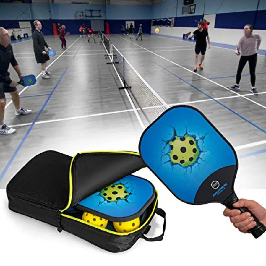 Bundle Set, 3 in 1 4X Carbon Fiber Paddles and 4 Balls. Complete Regulation Size Portable Pickleball Net