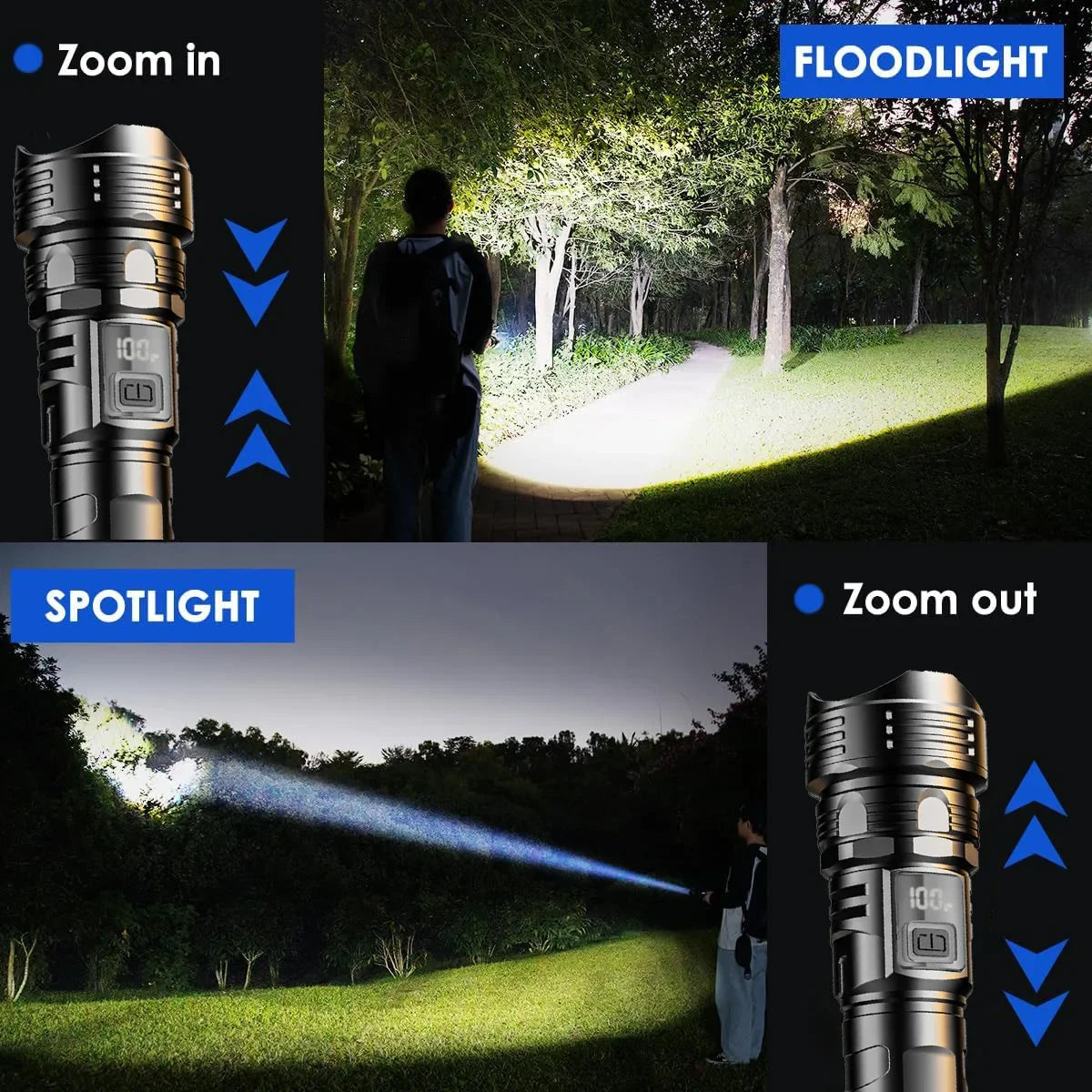 USB Rechargeable High Power LED Flashlight Super Bright Torch, Portable Hand Light