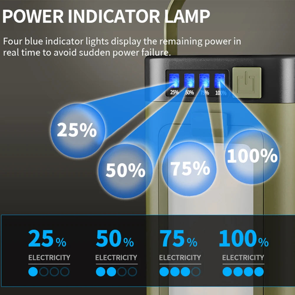 Foldable Camping Light Power Bank Rechargeable Lantern Solar Flashlight for Camping Hiking Fishing