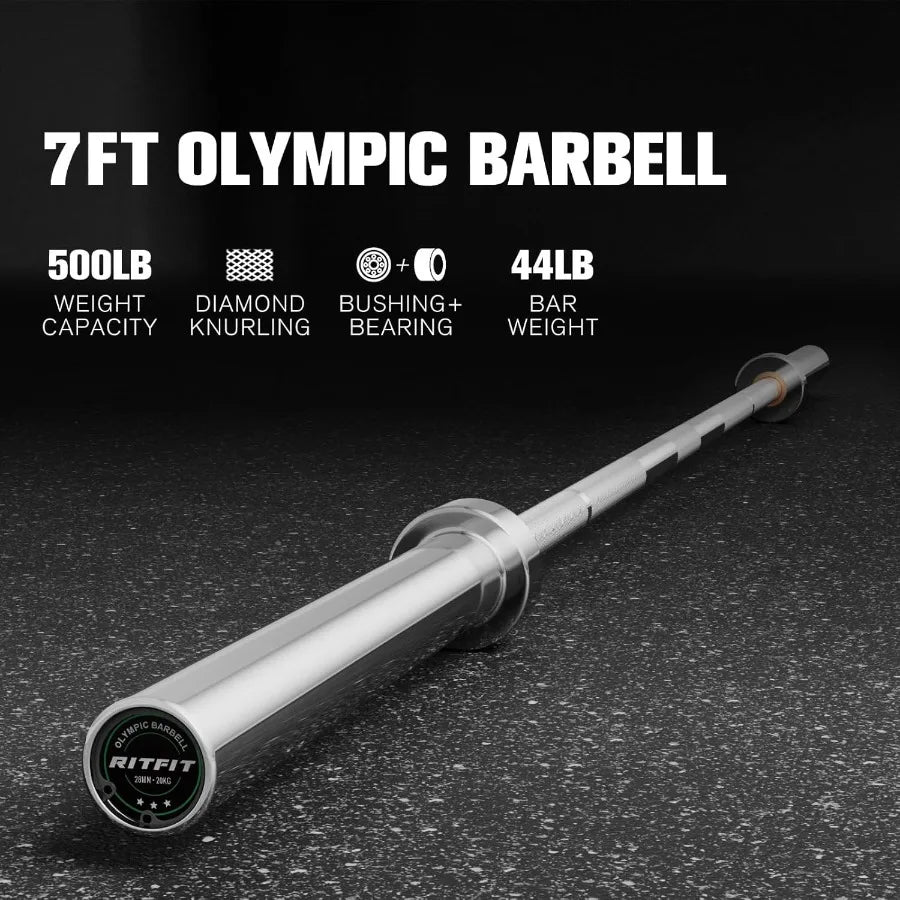 7FT Barbell 2 Inch Bar for Squat, Deadlift, Overhead Press - 500lbs Capacity