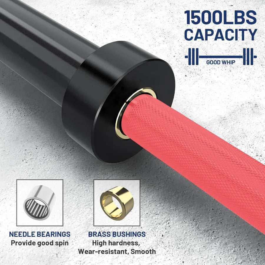 7ft Barbell Bar 45LB Load 1500lbs Capacity for Weightlifting Powerlifting using 2"  Plates