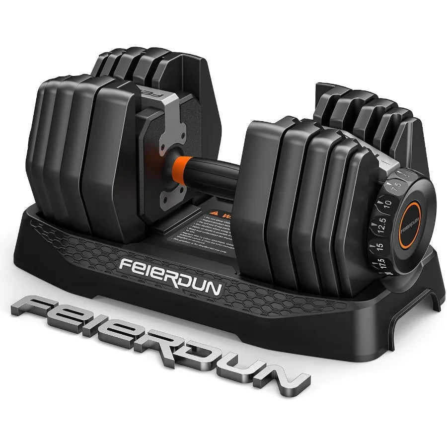 Adjustable Dumbbell Set 52.5lb Free Weight Dumbbells 15 in 1 Quick Adjust with Nonslip Handles and Tray