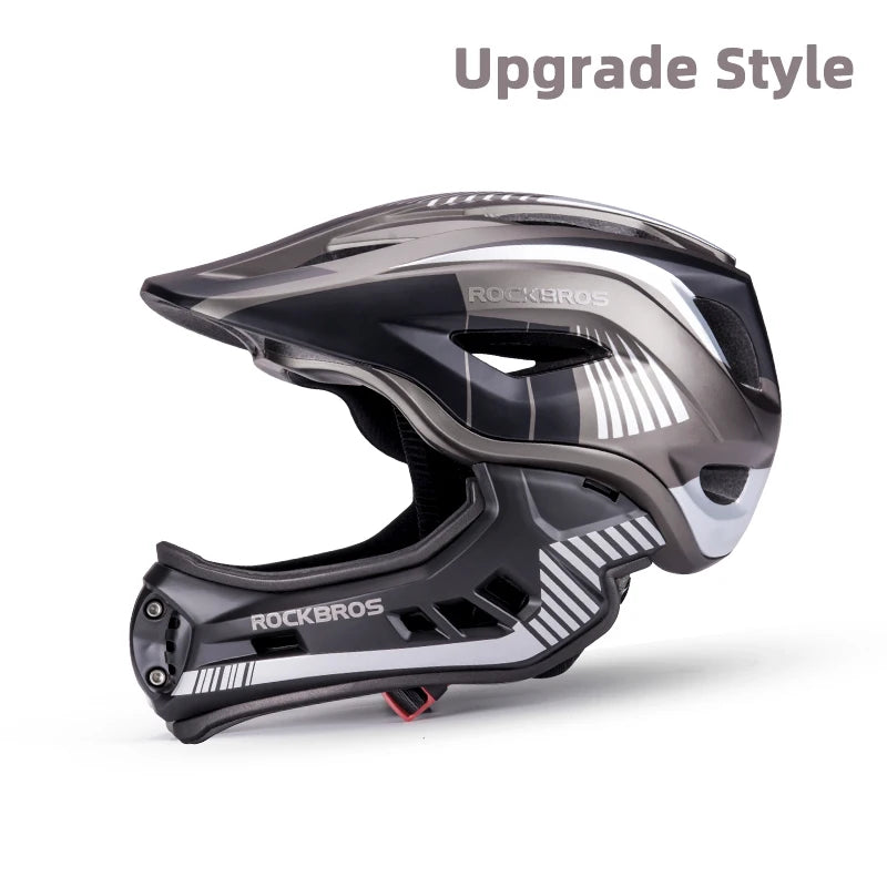 ROCKBROS Child Cycling Helmet Impact Resistant Cross Helmet Detachable Full Face Helmet Safety Protection