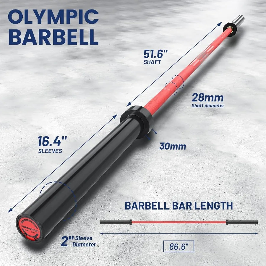 7ft Barbell Bar 45LB Load 1500lbs Capacity for Weightlifting Powerlifting using 2"  Plates